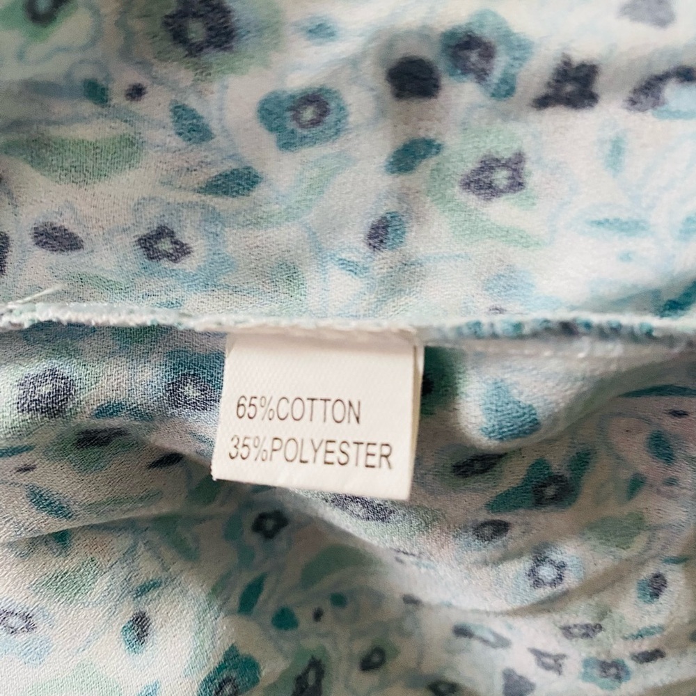 Retro Bohemian Green and White Floral Flowy Beach Vacation Maxi Dress Size XL - Picture 9 of 10